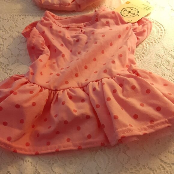 Lot of 2. Bond Co. (S) Pink Polka Dot Dress & Simply Dog Pink Puffy Quilted Coat - Picture 3 of 5